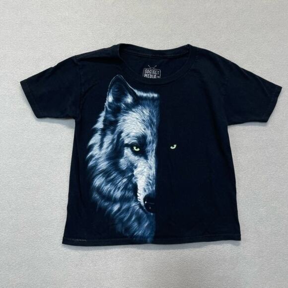 Wolf Short Sleeve T-shirt Top all over print graphic tee Size XS 4-5 - Picture 3 of 7